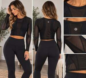 Lululemon Mesh Panelled Training Long Sleeve Shirt – Black – Size 8